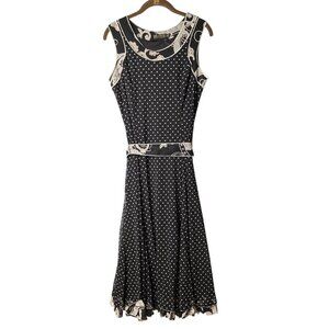 Picadilly Fashions Fit & Flare Midi Dress Size S Polka Dot Mesh Abstract Vintage